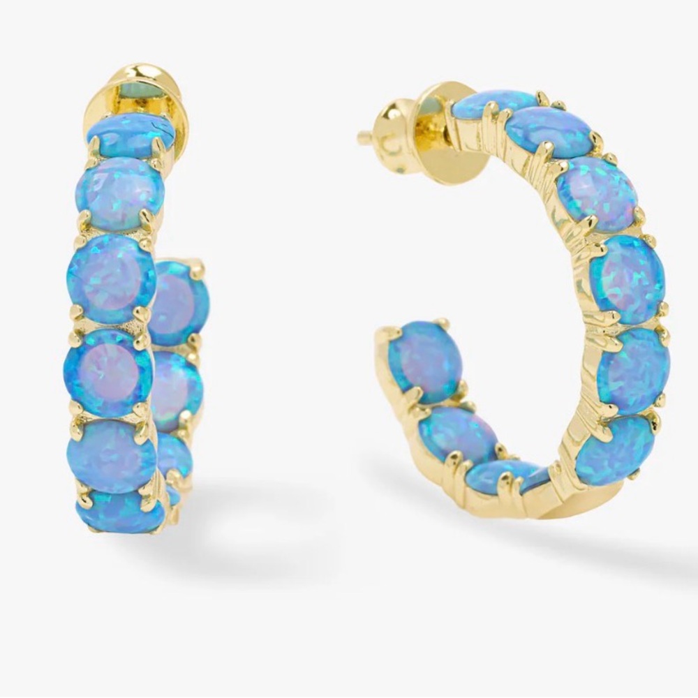 Melinda Maria "Oh She so fancy “ Blue Opal cz  hoops
